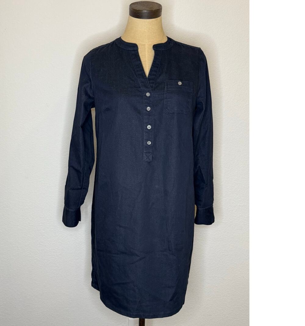 J Jill Dark Wash Chambray Denim Shirt Dress Blue Women size XS Petite J. Jill